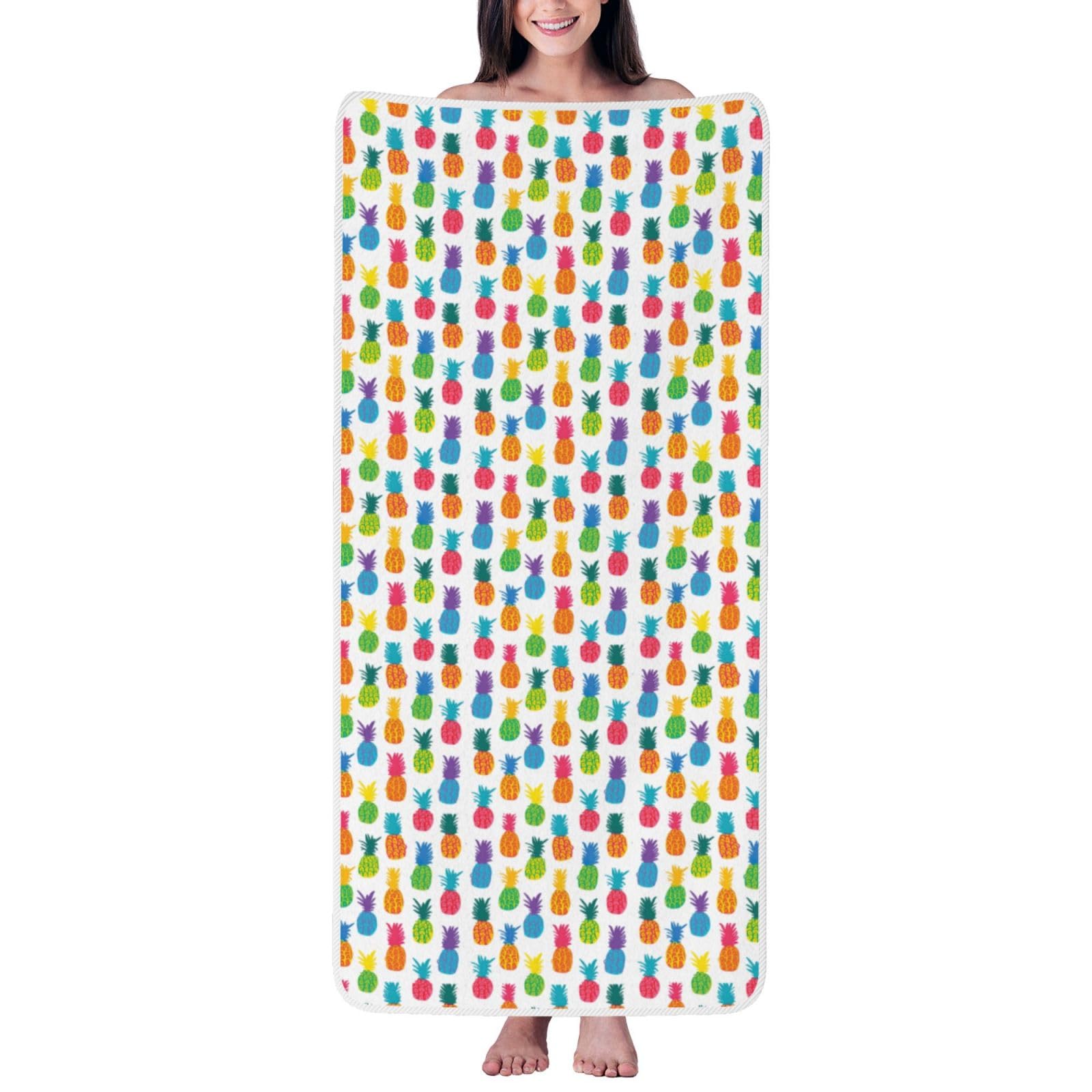JBJGKHLP Rainbow Pineapple Print Women Men Couples Coral Velvet Bath Towel Ultra-Soft For Home Bathroom Travel