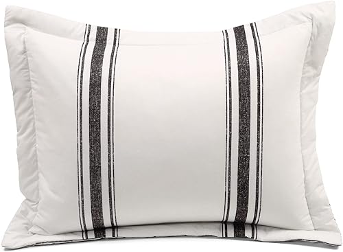 Miniatura 7 de Lush Decor Juego de edredón reversible de algodón a rayas, juego de 2 piezas, individual XL, negro, juego de ropa de cama individual, decoración de