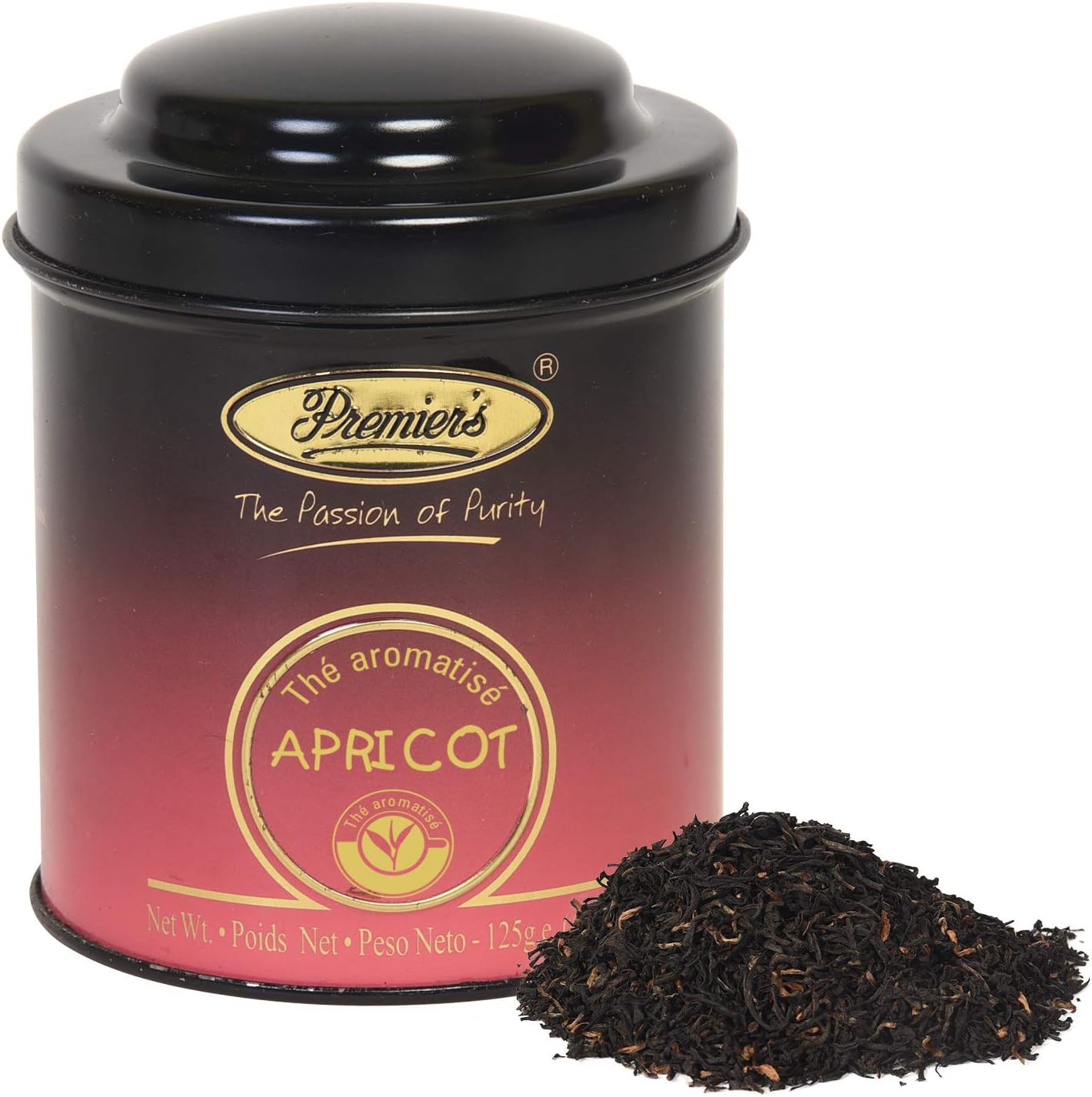 Apricot Flavoured Tea, Fruity Black Tea, Loose Leaf Tea, 125 Gms, 62 Cups, Make Iced or Hot Tea, Sweet and Tart Taste of Apricot in Black Tea, Elegant Metal Caddy