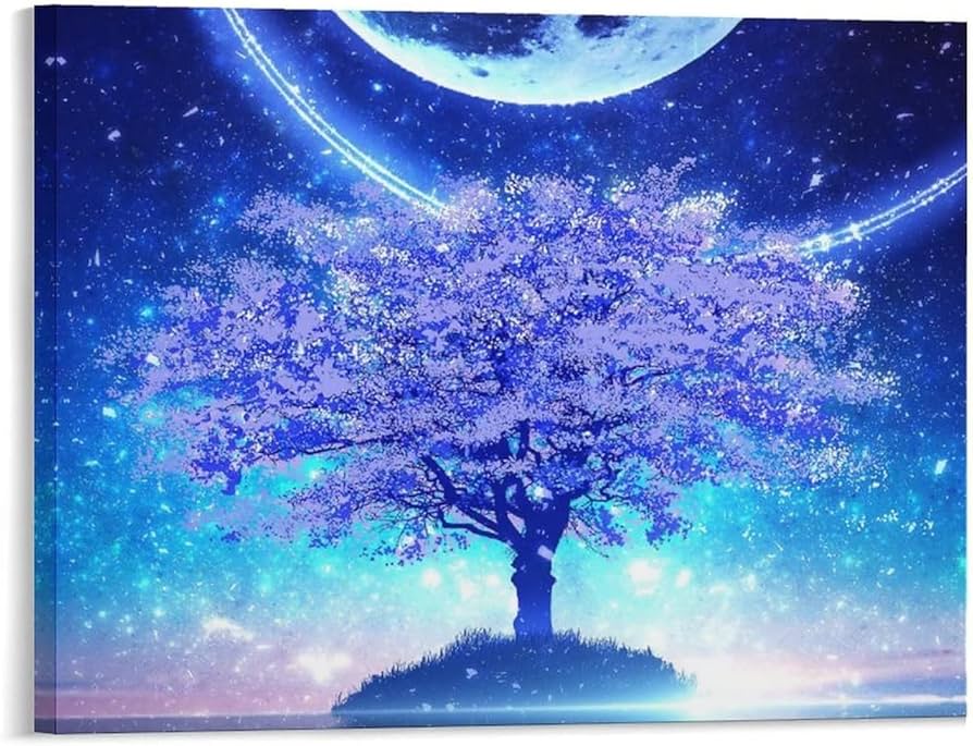 原画 月 星 海 夜空 桜 桜吹雪 星空 春 おしゃれ モダンアート 現代アート 原画 北欧アート『桜吹雪と黒猫』 おしゃれ モダンアート 現代