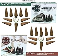 Vista 171 de TRUMIRI Incense Cones - Combo Pack of 20 Cone Incense - 10 Nag Champa + 10 Palo Santo - Insence Cones - Incense Cones Scented - Cone Incense Scents