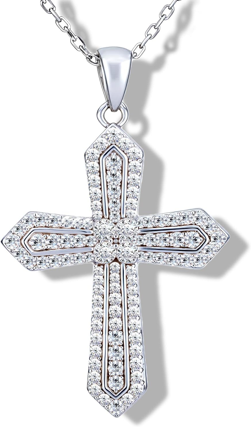 Moissanite Cross Necklaces, D Color VVS1 S925 Sterling Silver, Moissanite Cross Pendant, Wedding Anniversary Christian Jewelry Valentines Gifts
