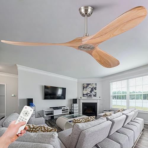 Miniatura 9 de KBZZ Ventilador de techo de 36 pulgadas sin luz con control remoto, ventiladores de techo de madera sin luces, 6 velocidades, motor CC reversible,