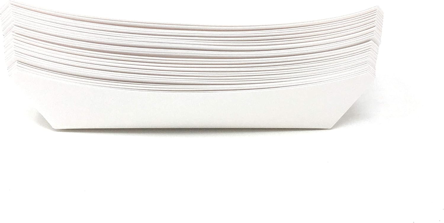 Mr Miracle 7 Inch Paper Hot Dog Tray in White. Pack of 250. Disposable, Recyclable and Fully Biodegradable. Made in USA