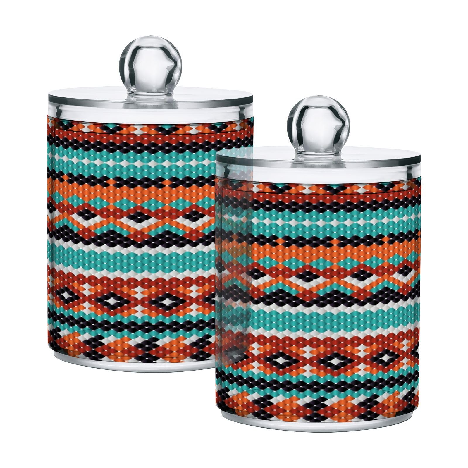 Ethnic-patterns1 Restroom Bathroom Organizers with Lid Qtip Holder Dispenser Apothecary Jars Cotton Balls Pads Swabs Holder Jar 4