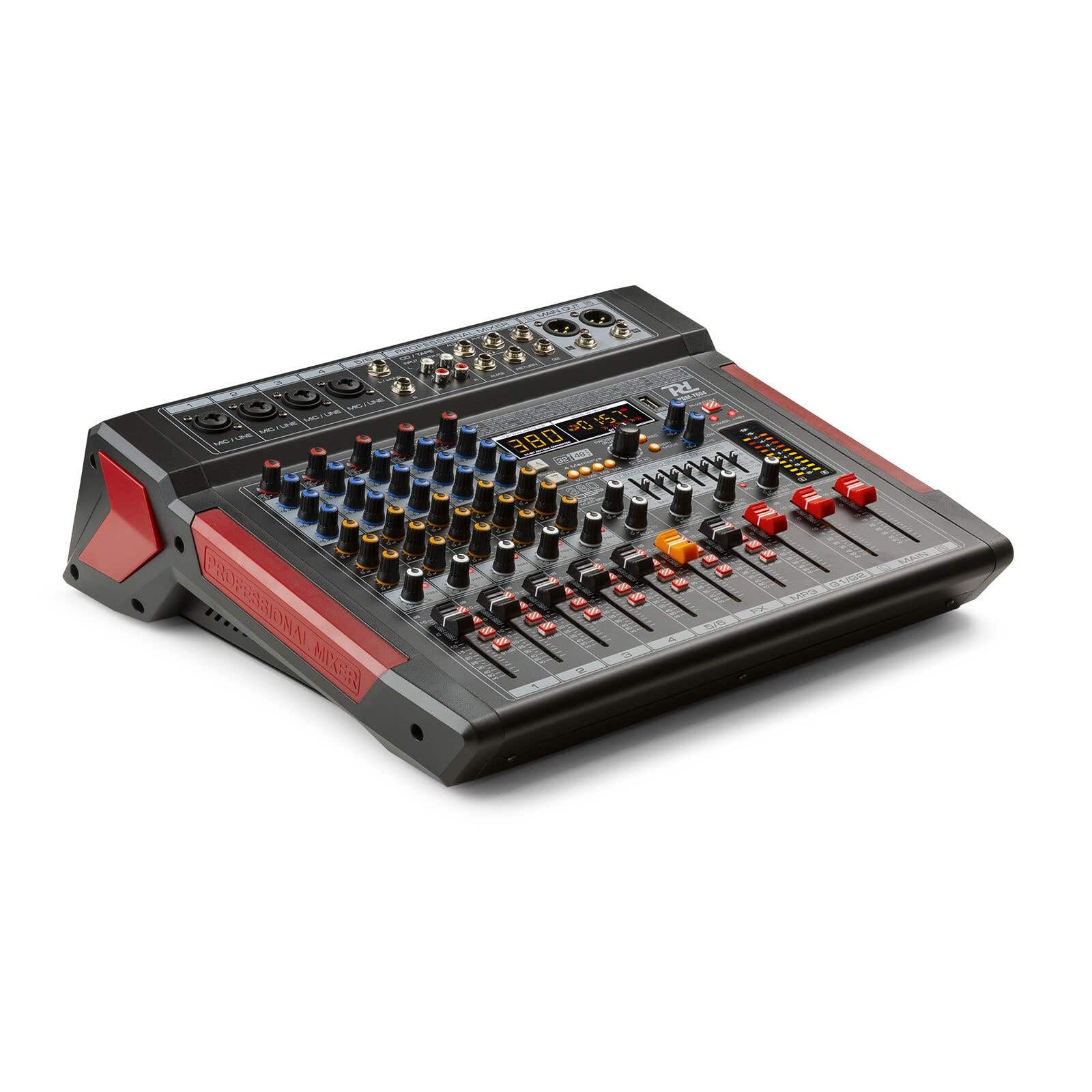 Power Dynamics PDM-T604 Stage Mixer 6-Channel DSP/MP3, professionelles Audio Mischpult, Audio Mixer, Soundmischpult
