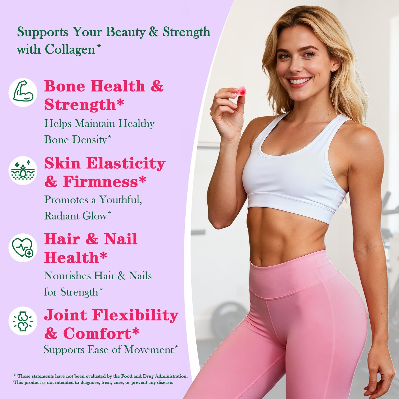 Creatine for Women, Creatine Monohydrate Gummies with Collagen, Vitamin D3 & Calcium, Flavored Sugar Free Creatine Gummies Post & Pre Workout Supplements (Pack of 2) — Amazon image 4