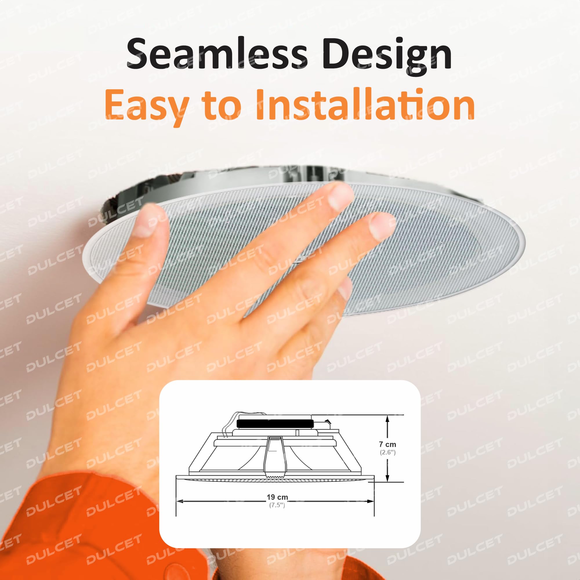 DULCET DC-CS6F-PS 6.5 inch 10W Full Range 8 Ohms Frameless Passive Ceiling Speaker that Connects to Active Bluetooth Ceiling Speaker (Active Bluetooth Speaker to be Purchased Separately) — Amazon image 7