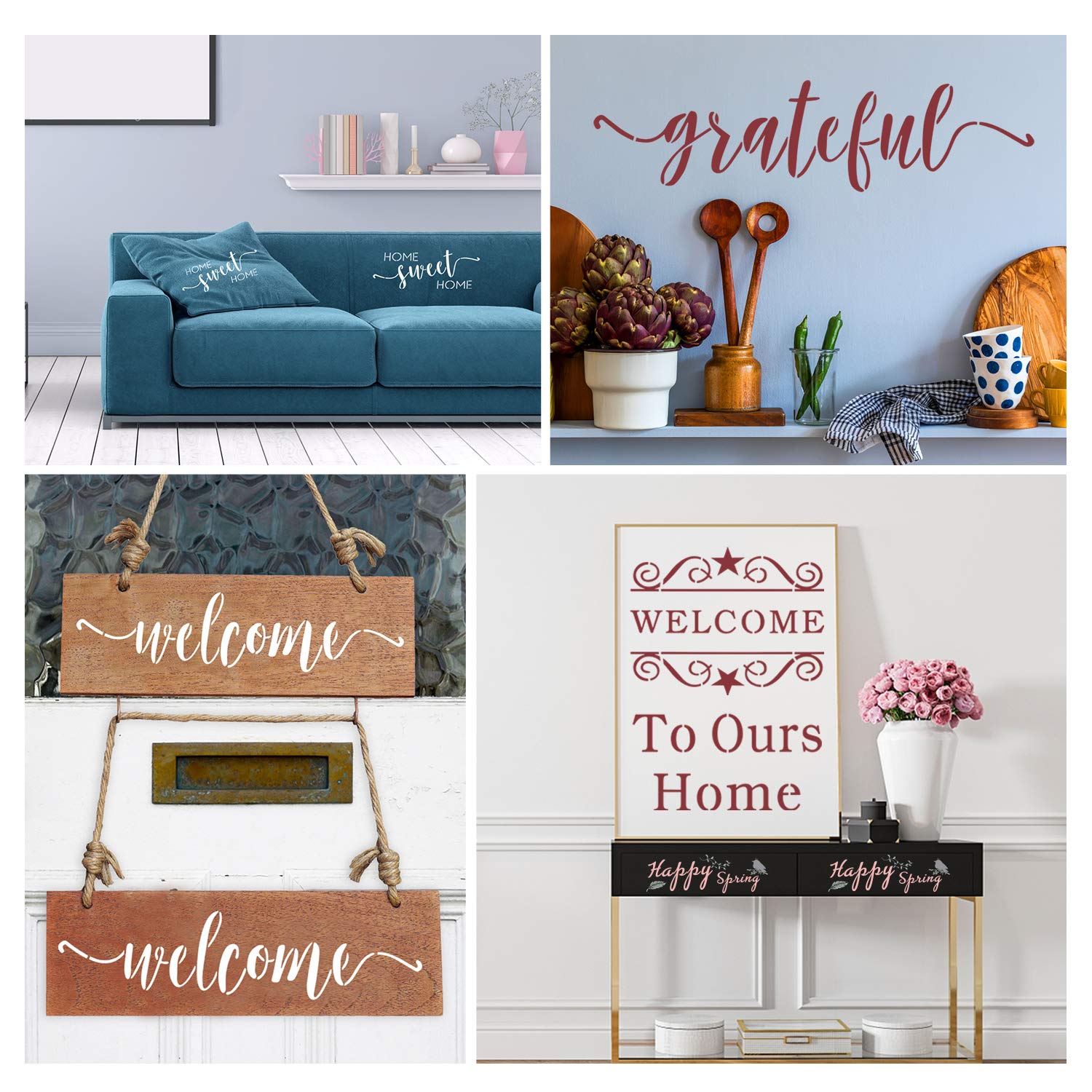 Reusable Welcome Home Sign Stencils For Wood 25-Piece Welcome \u0026 Home Sign  Stencils - Reusable Painting Templates For Wood Decor Christmas Stencils  For Wood Signs, image size:1500x1500