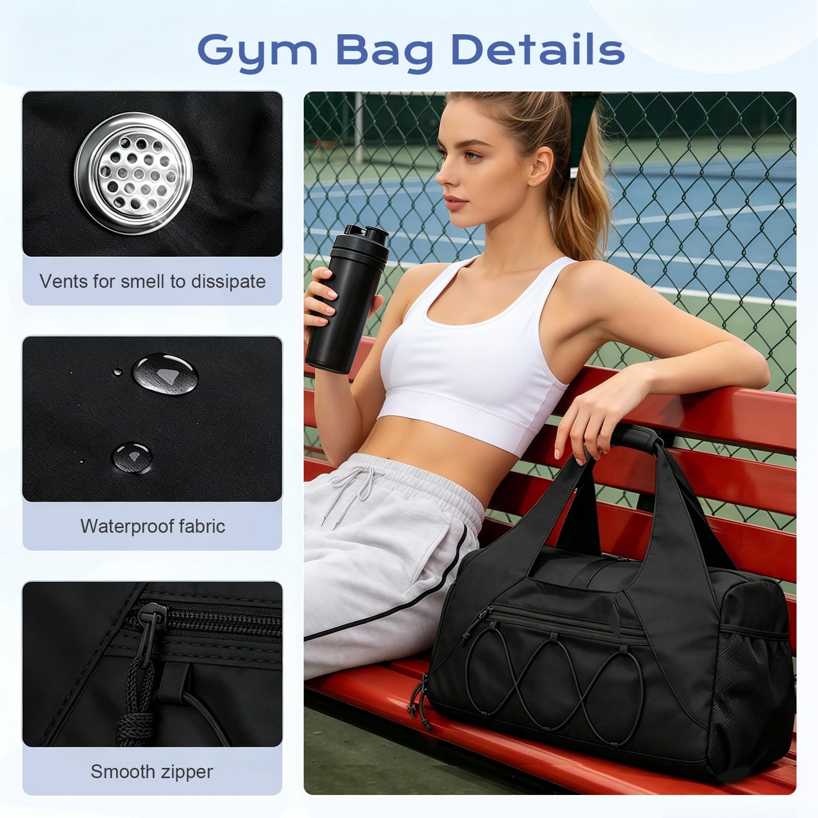 Flintronic Sac de Sport Yoga Femme, Sac De Sport avec Compartiment pour Chaussures et Humide, Sac de Voyage Léger, Sac de Gym pour Homme et Femme, pour Weekend, Outdoor, Workout
