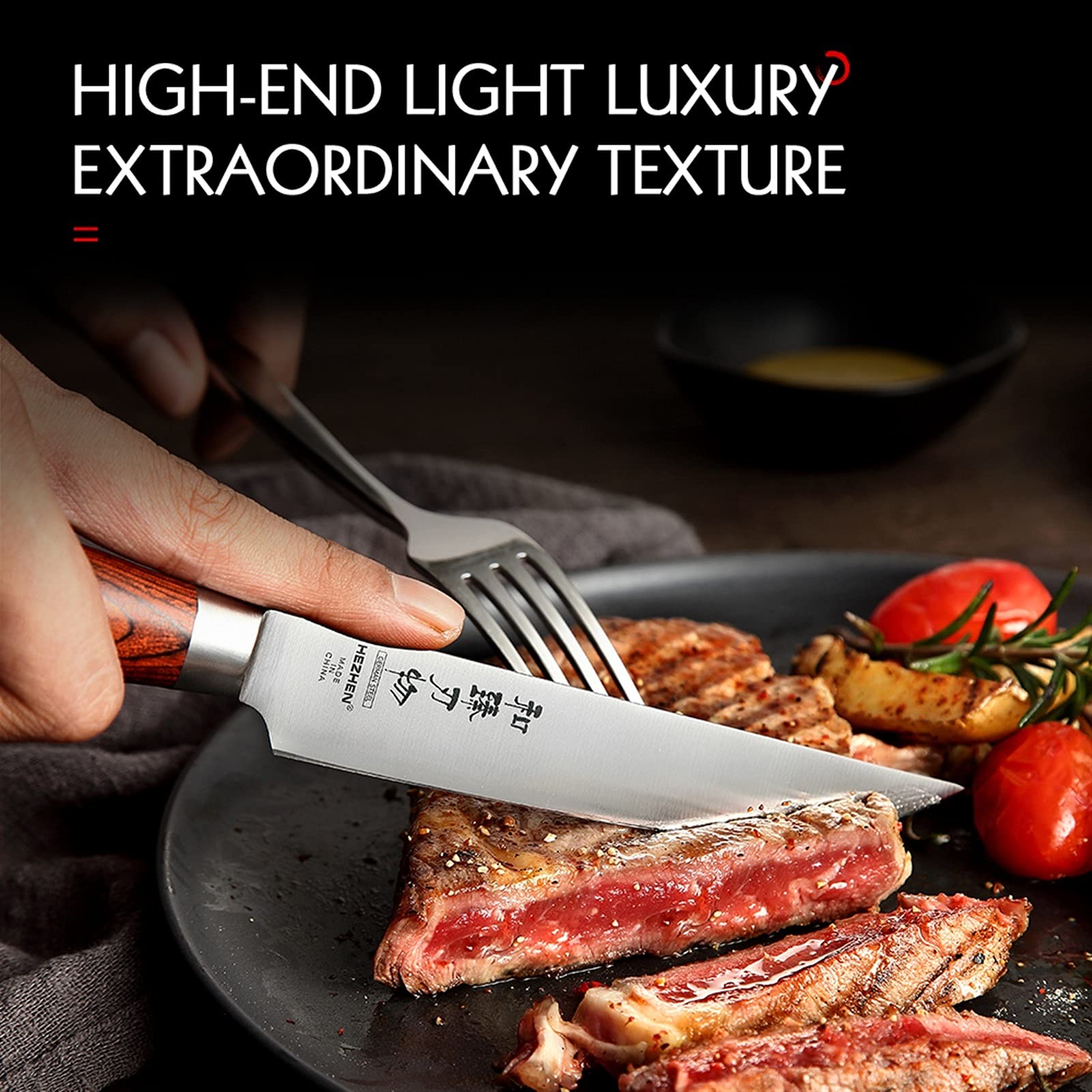 Set de cuchillas de carne de filete de 4pc de acero inoxidable maquinilla de afeitar cuchillas afiladas chef
