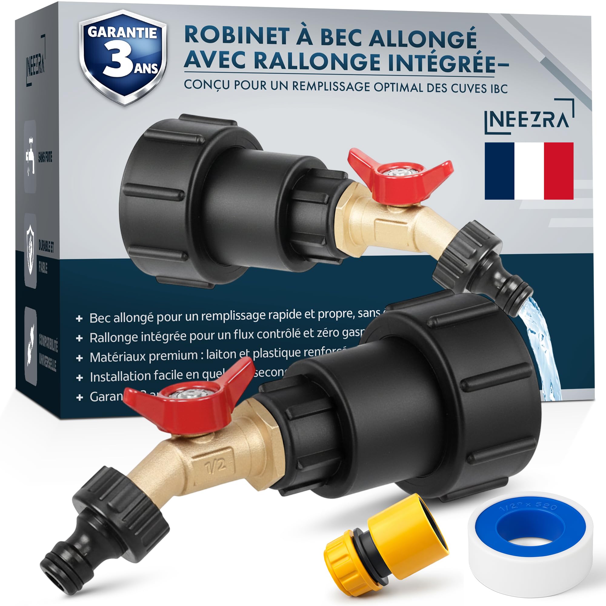 Robinet de Cuve 1000 Litres NEEZRA avec Bec Allongé et Rallonge Intégrée
