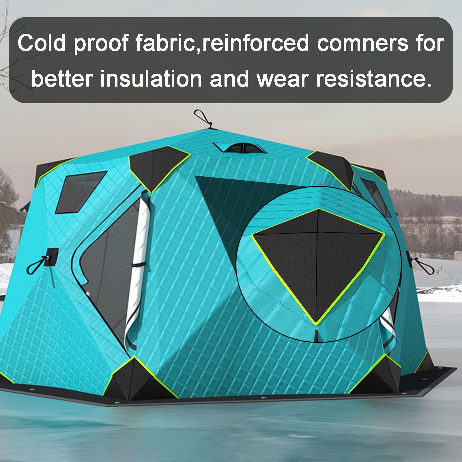 Ice fishing tent Przenośny schron do wędkowania pod lodem dla 2-4 osób, z izolowaną poduszką na spodzie, do wędrówek pieszych