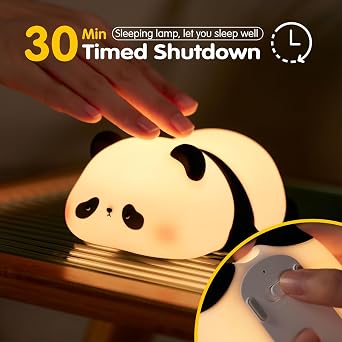 VTIGER Panda Gece Lambası, LED Yumuşacık Sevimli Lamba, Çocuklar için Gece Lambası, Silikon Panda Işığı, Kısılabilir Kız Bebek Yatak Odası Gece Lambası, Emzirme Kreş Dekoru için Şarj Edilebilir