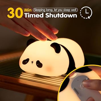 VTIGER Panda Gece Lambası, LED Yumuşacık Sevimli Lamba, Çocuklar için Gece Lambası, Silikon Panda Işığı, Kısılabilir Kız Bebek Yatak Odası Gece Lambası, Emzirme Kreş Dekoru için Şarj Edilebilir