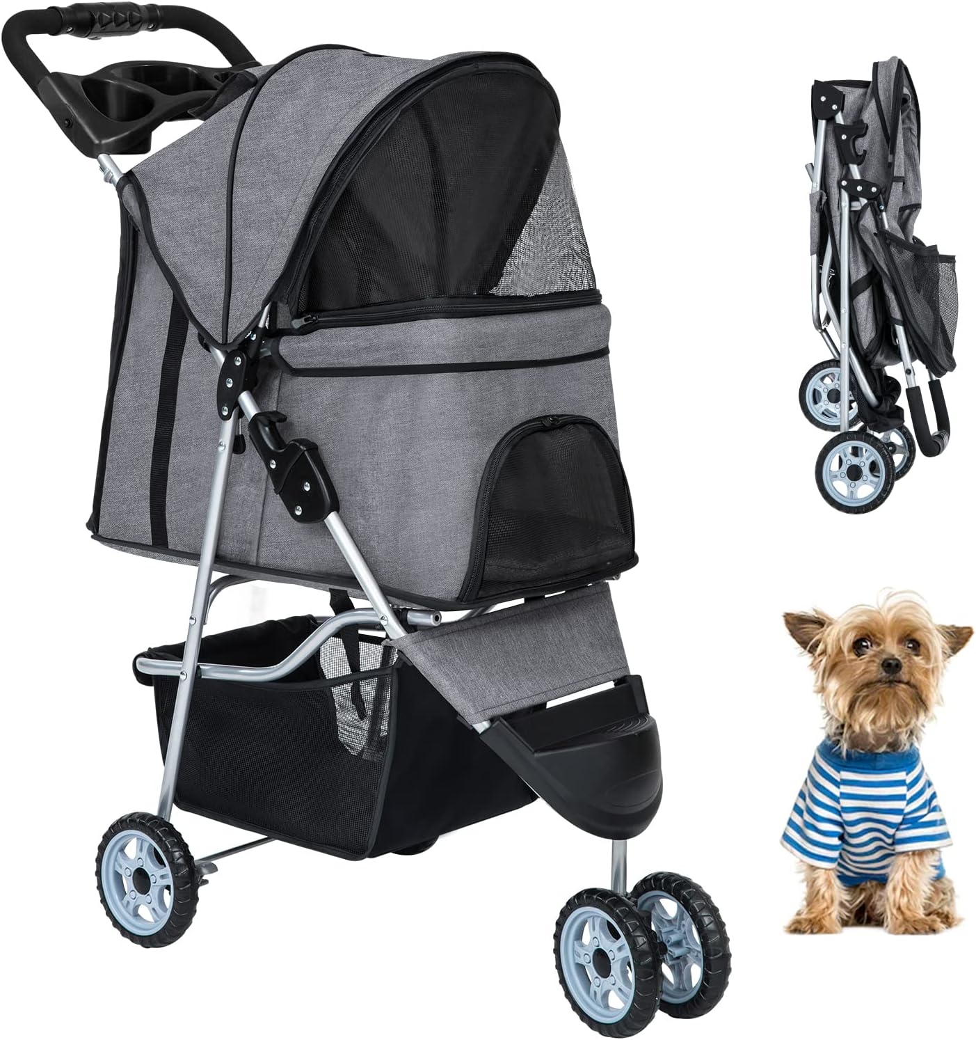 BestPet Pet Stroller Dog Cat Jogger Stroller for Medium Small Dogs Cats Foldi...