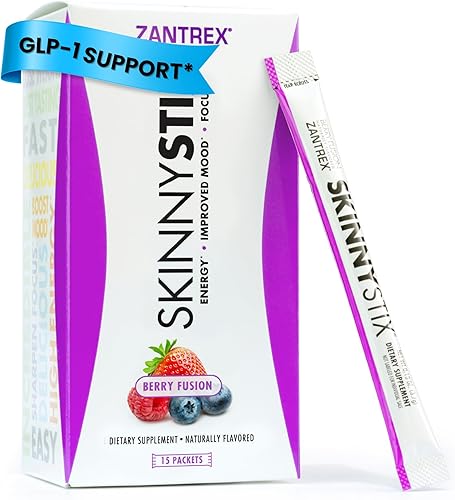 SkinnyStix Berry Fusion GLP-1 Polvo de Apoyo para Bebida Energética, Apoyo Metabólico, Control del Apetito, Impulso de Energía Natural | 15 Paquetes