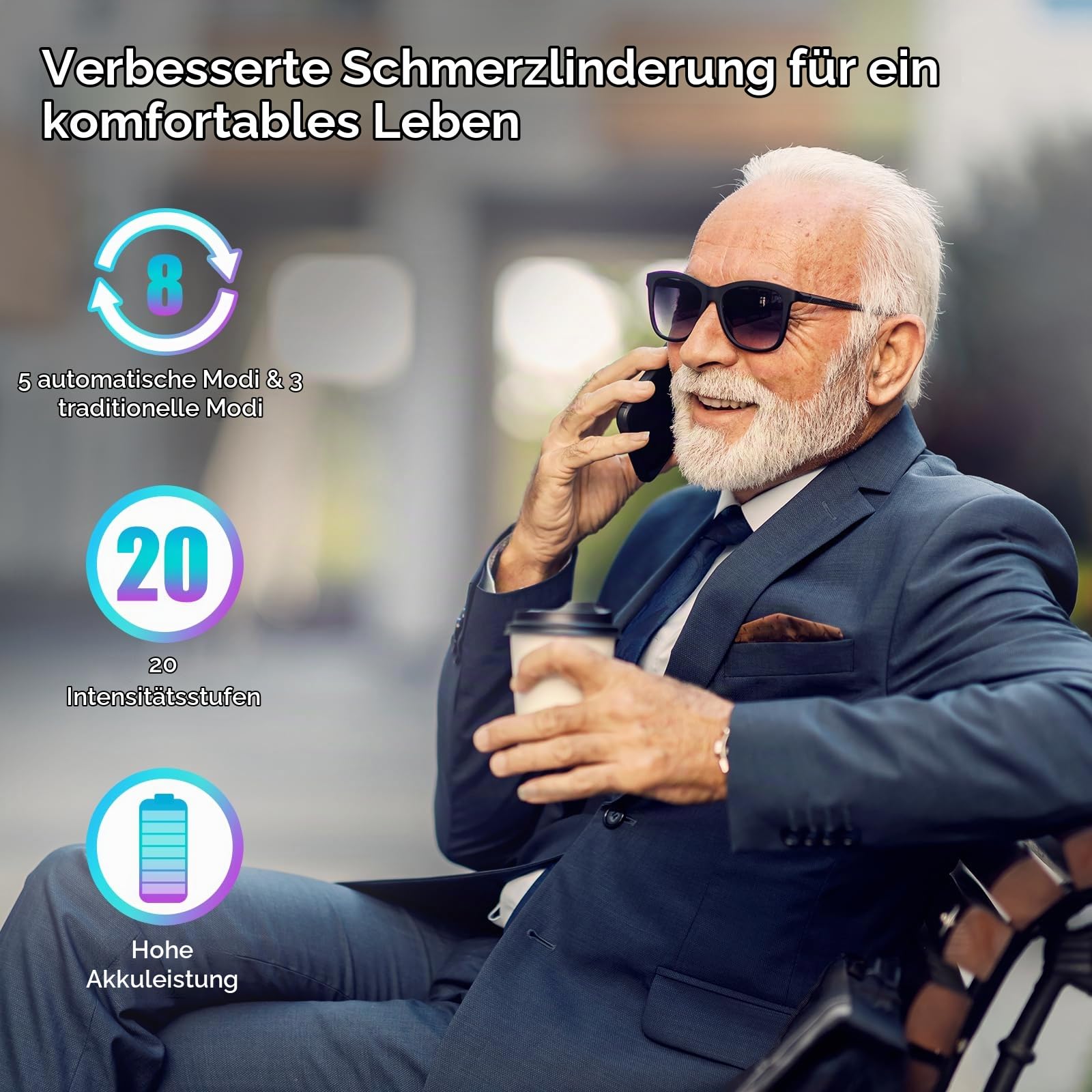 Easy@Home TENS-Gerät Schmerztherapie: wiederaufladbares professionelles Reizstromgerät Elektrostimulationsgerät mit hintergrundbeleuchtetem LCD-Display & leistungsstarker Pulsintensität - PL-029V