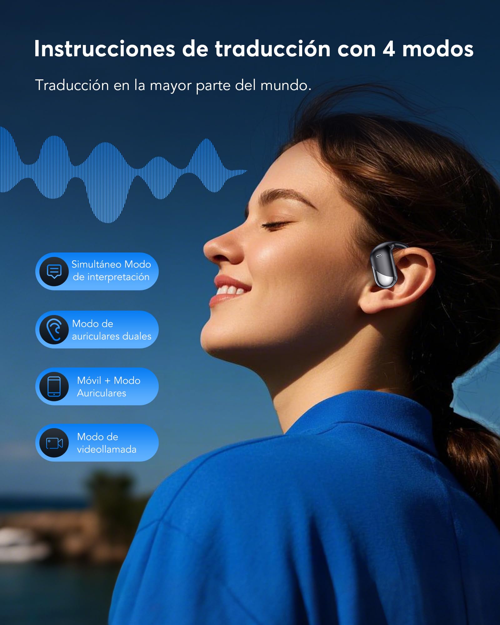 Paekole Auriculares Traductor en Tiempo Real con IA, Traductor Instantáneo de Voz 198 Idiomas, Auriculares Traductores Inalámbricos Abiertos 3 en 1, Bluetooth 6.1, 60H Batería para Reuniones y Viajes