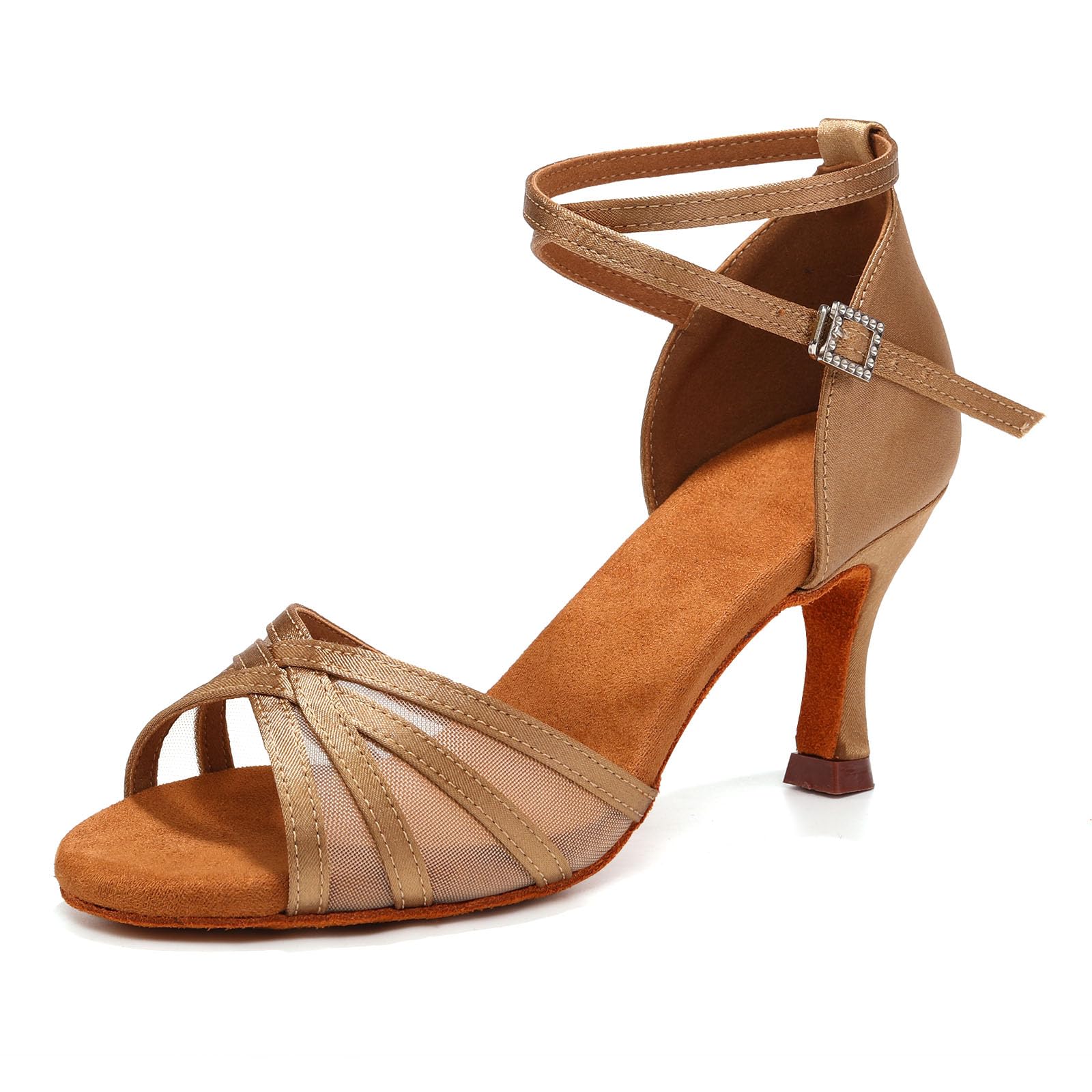 Latynoskie buty do tańca dla kobiet, satynowa siatka, nowoczesne tańce towarzyskie, salsa, tango, ćwiczenia tańca