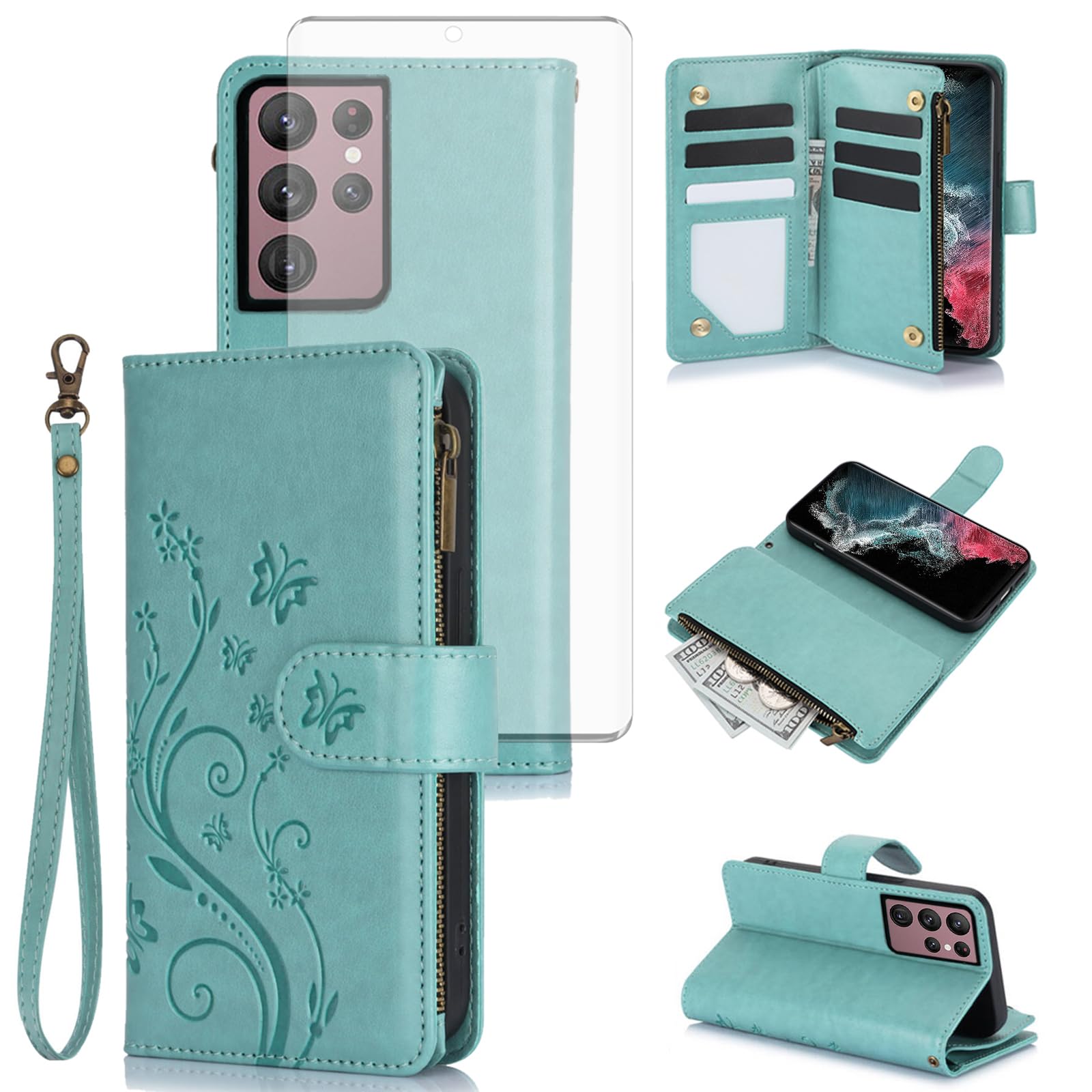 Coque pour Samsung Galaxy S22 Ultra Vert finition chic - 8