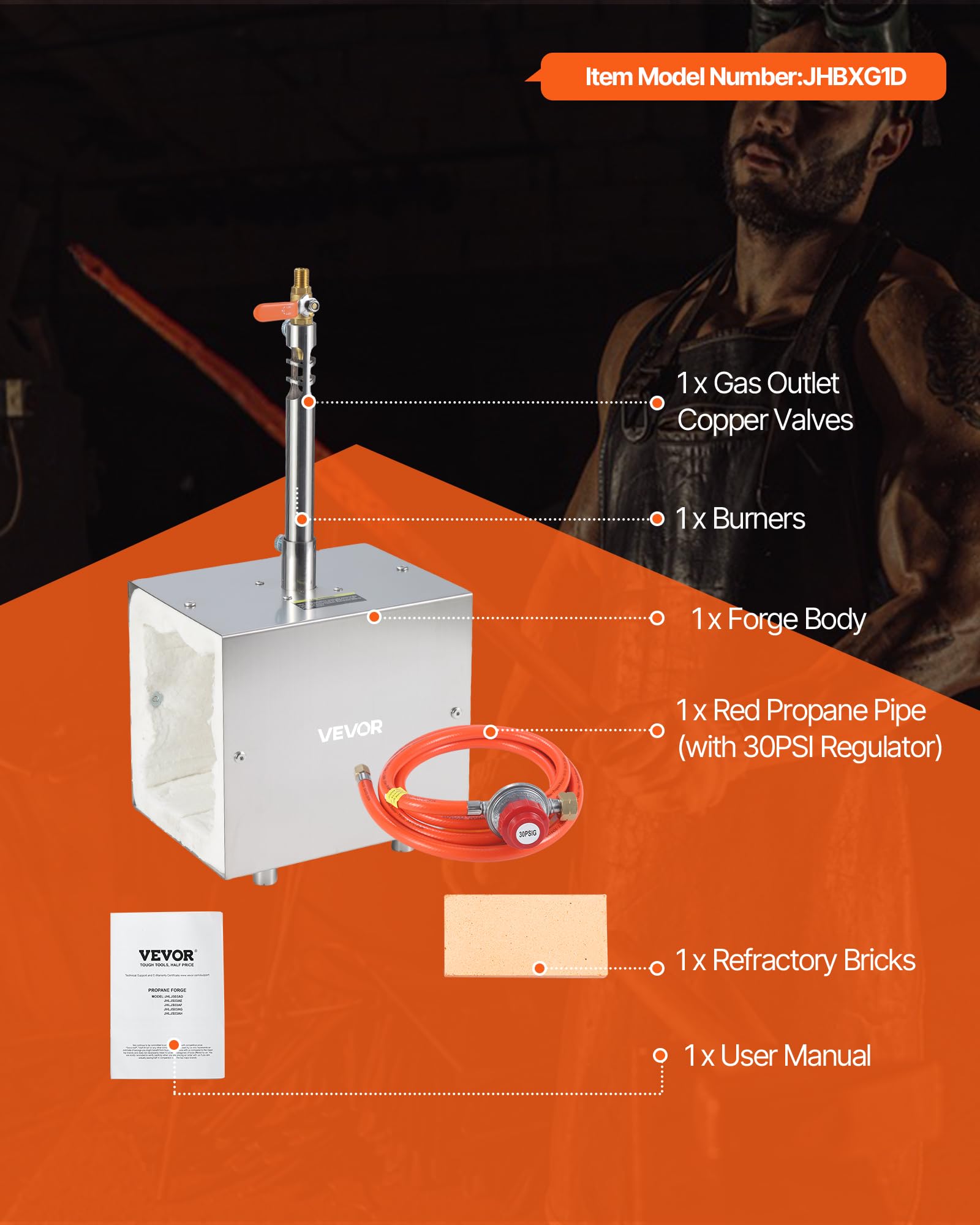 VEVOR Forja de propano portátil, 1 quemador 1427 ℃ para forja de metales, equipo de forja de gas de acero inoxidable, forma cuadrada, para cerrajeros y maniscalcos, elaboración de herramientas