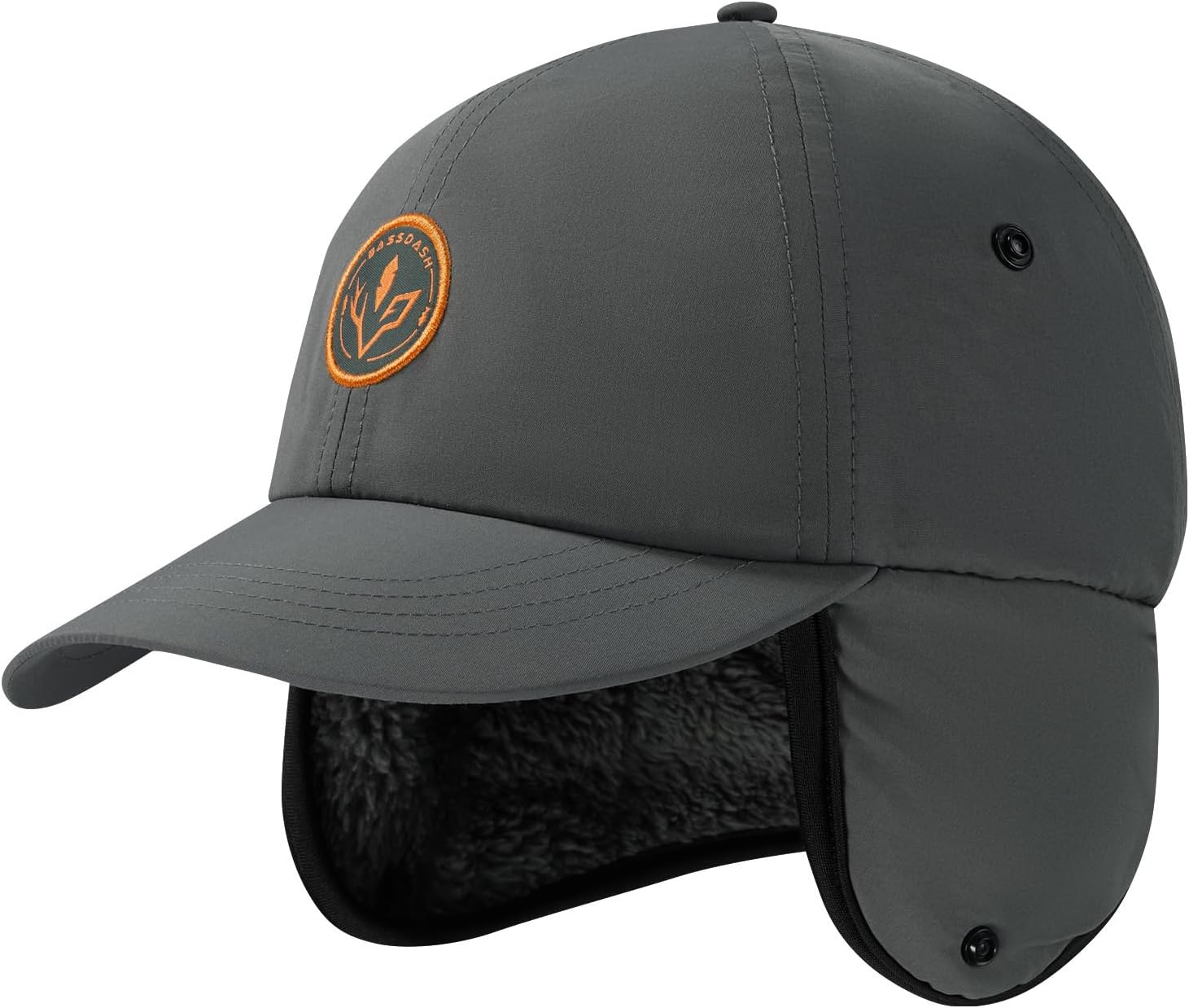 BASSDASH Warm Fleece Lined Hat with Ear Flap Winter Water Resistant Windproof Baseball Sports Cap for Hunting Hiking Fishing