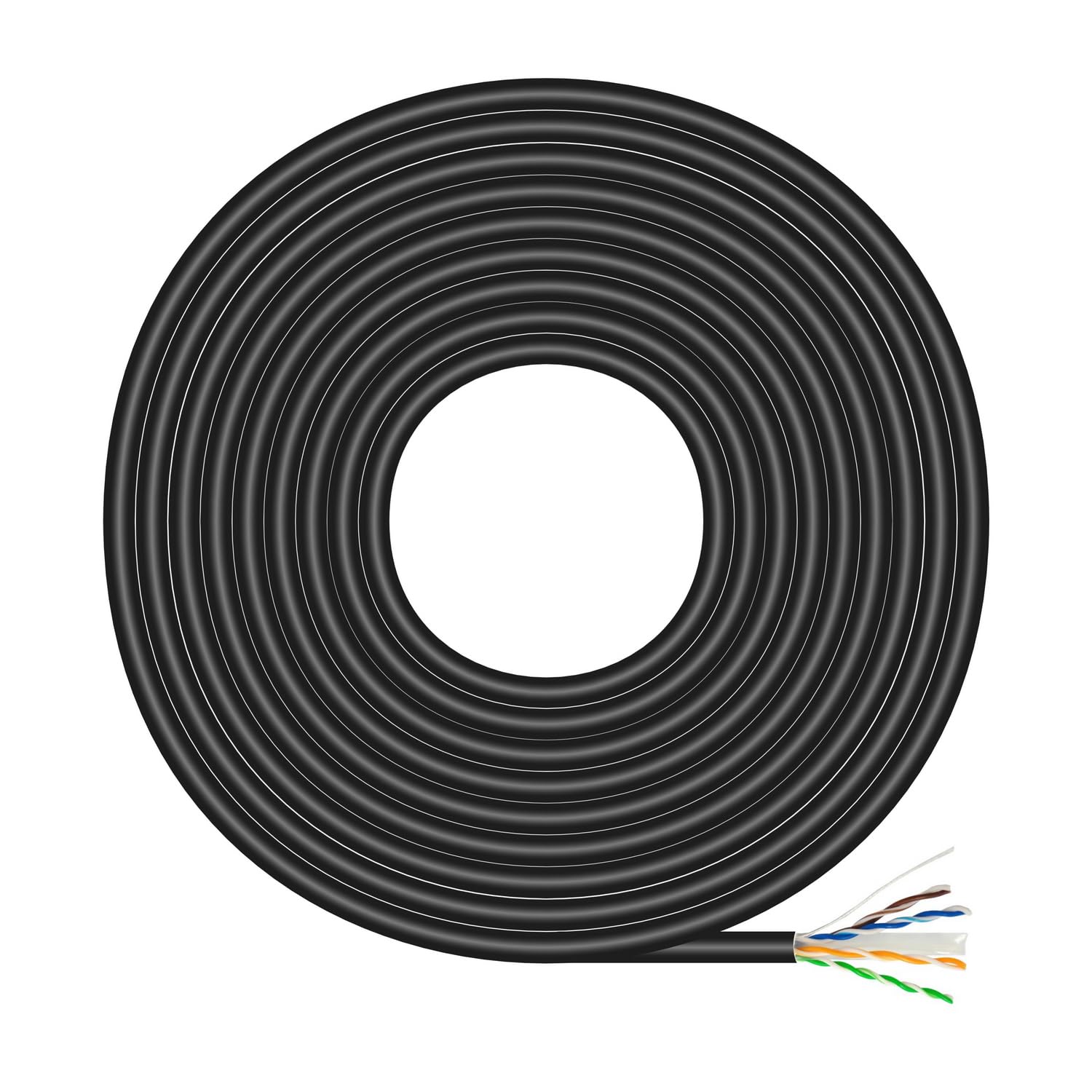 AISENS - A135-0675 - Waterproof RJ45 Cat.6 UTP Rigid Cca AWG23 Outdoor Network Cable, Black, 100M