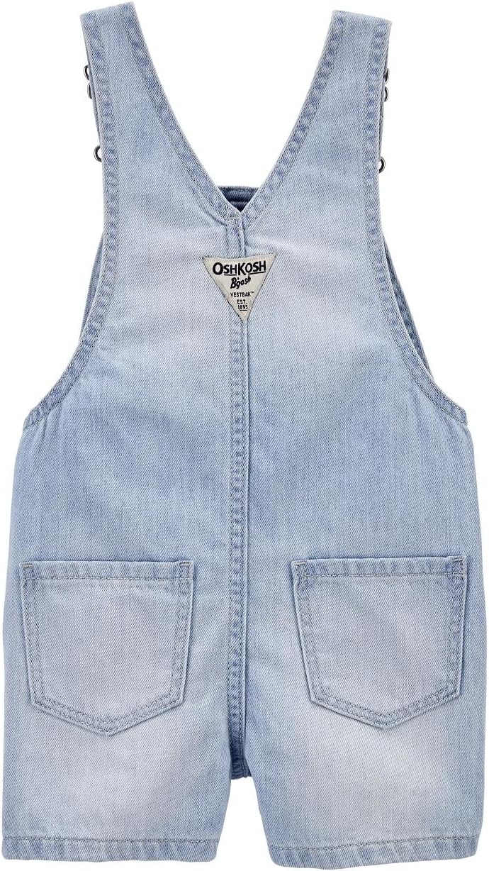 Oshkosh B'gosh Baby & Toddler Girls' Eyelet Denim Shortalls with Adjustable Straps, Pastel Wash (6M-5T) (12 Months)