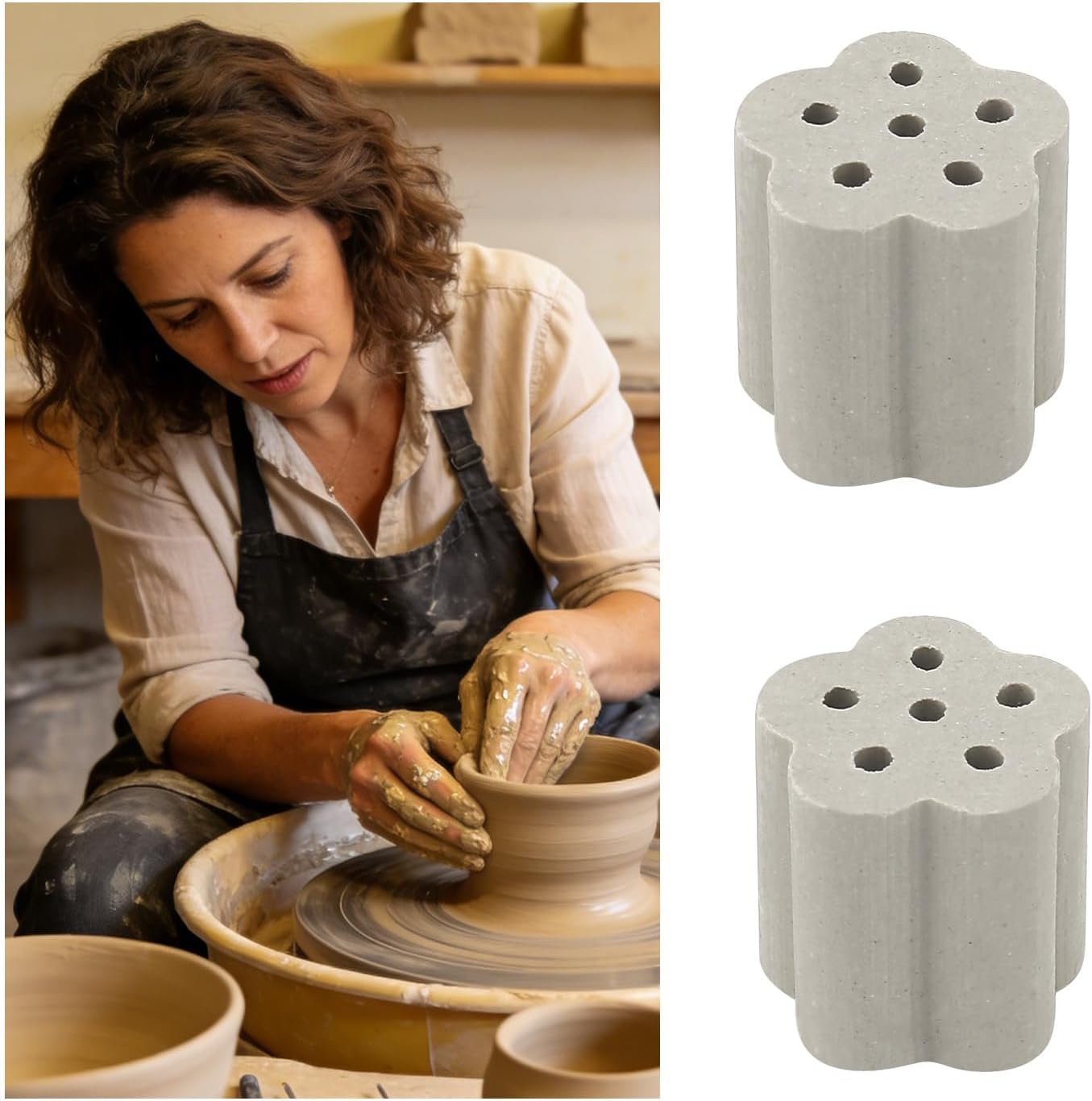 Incycall 8 Pack Five-Petaled Flower Kiln Stilts High Alumina up to 2390°F for Glass Fusing and Ceramics, Pottery at Home,Use in Any Kiln(1.18 x1.18inch)
