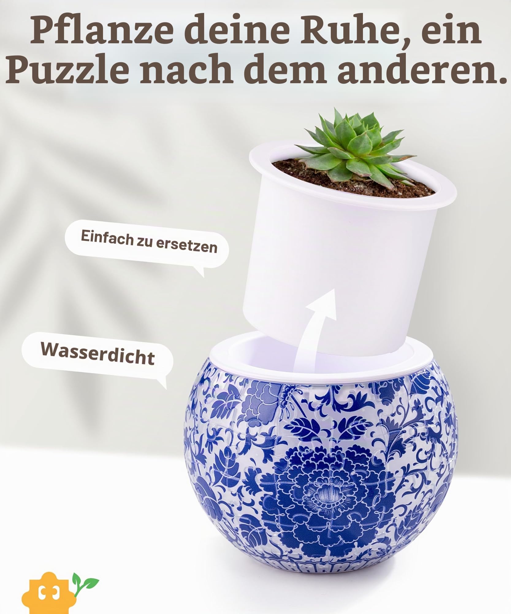 PieceRelax 3D Puzzle Blumentopf – Oriental Floral Ornament | 80 Kunststoffteile | DIY-Pflanztopf zum Selbstbauen | Entspannendes Geschenk für Pflanzenliebhaber [K1101]