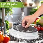 Set of Three Microwave Cover for Food Black, Microwave Collapsible Splatter Cover Colander Lid, Dishwasher-Safe, BPA Free