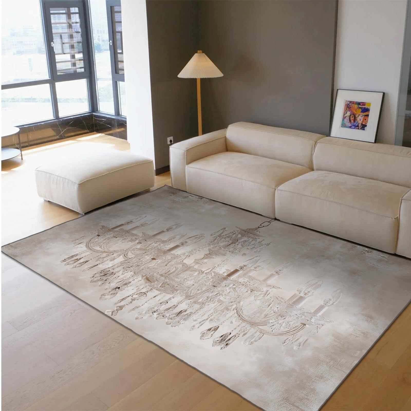 Tapis motif cristal de luxe 180x210 cm haut de gamme pour grand salon