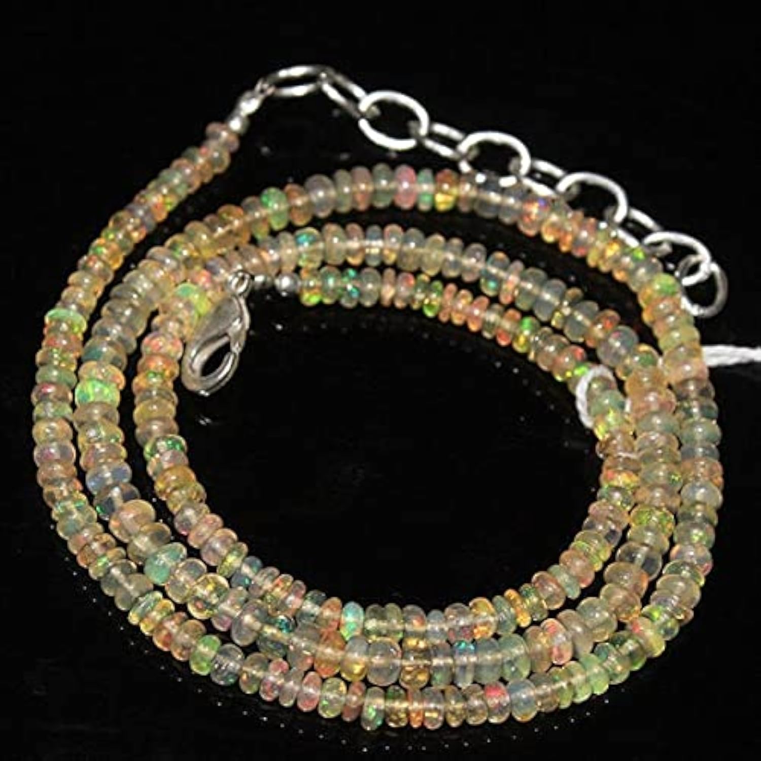 Opaline de feu d'Éthiopie collier de perles rondelles lisses 3-4mm pour création bijoux #162