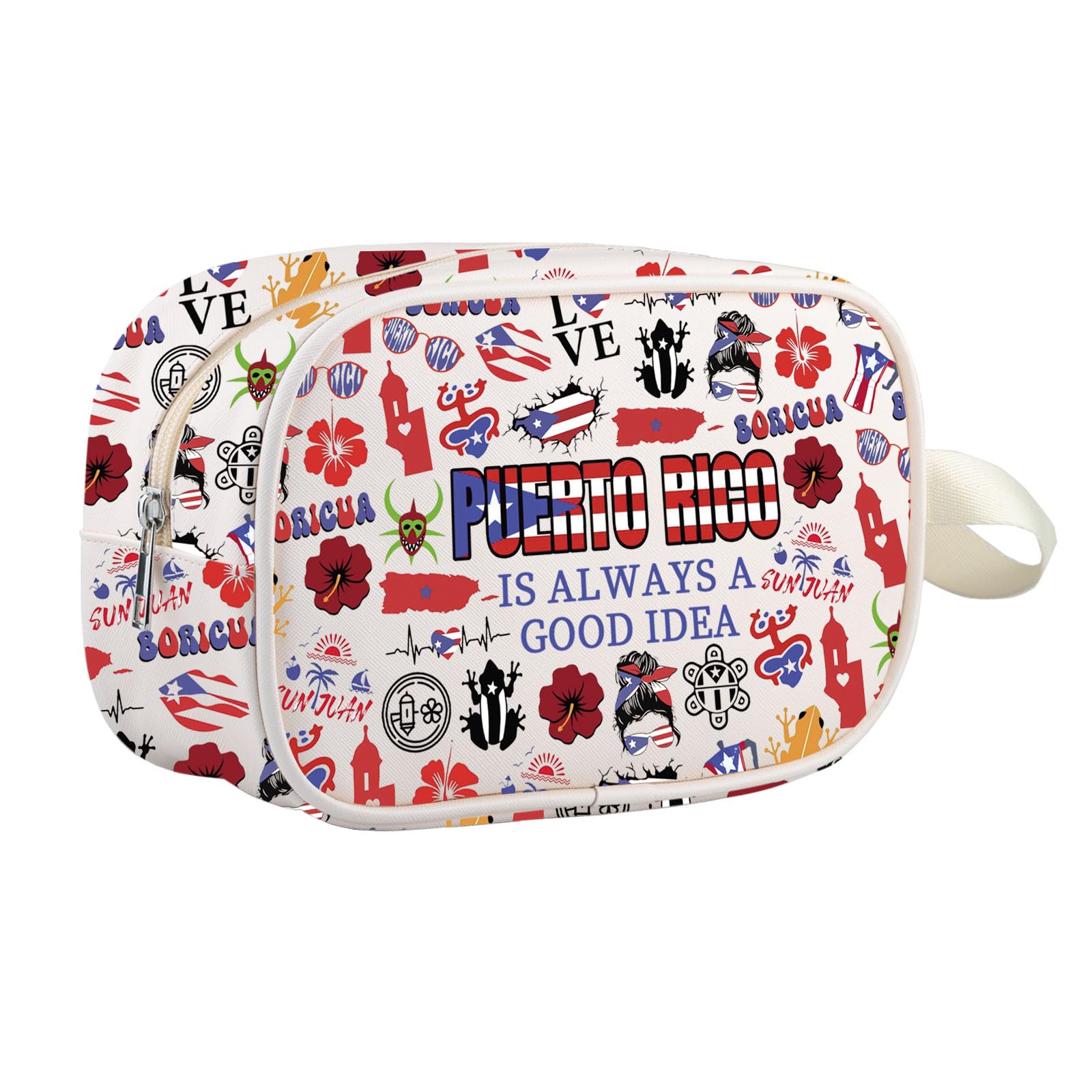 TIIMG Puerto Rico Is Always A Good Idea Gift Boricua Cosmetic Bag Puerto Rican Flower Coqui Makeup Zipper Pouch (Puerto Rico mb)