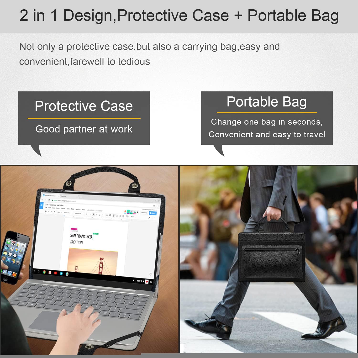 LiuShan 2 in 1 Protective Case Cover Sleeve + Portable Bag for 15.6" Dell XPS 15 9500 9510 9520/Dell Precision 5550 5560 5570 Laptop [Not fit Dell XPS 15 9570 9560 9550/XPS 15 2-in-1 9575],Black