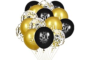 50th Birthday Balloons for Men, 15 Pcs Black Gold | Celebrate in Style
