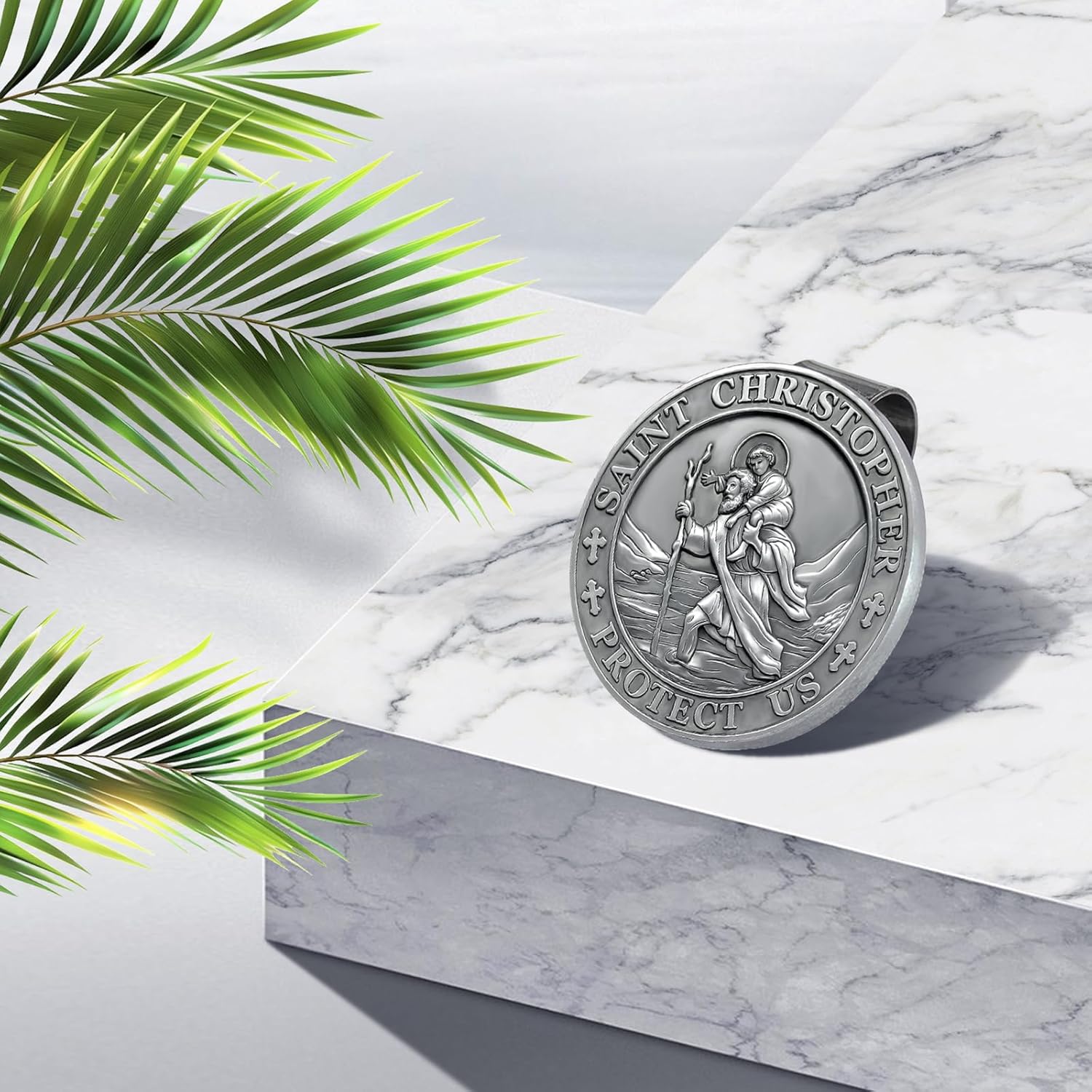 Saint Christopher Medal for Car, Visor Clips for Cars, St Christopher Medal for Car Visor, Gift for Drivers, Car Travel Accessories for Long Trips Families, Friends (Style1, 2 Pack) - Image 5