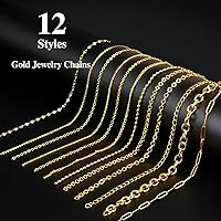 Vista 2 de Ecoofor Cadenas de oro para hacer joyas, 95.1 pies, 12 rollos de cadenas de joyería para hacer collares, pulseras, joyas con anillos