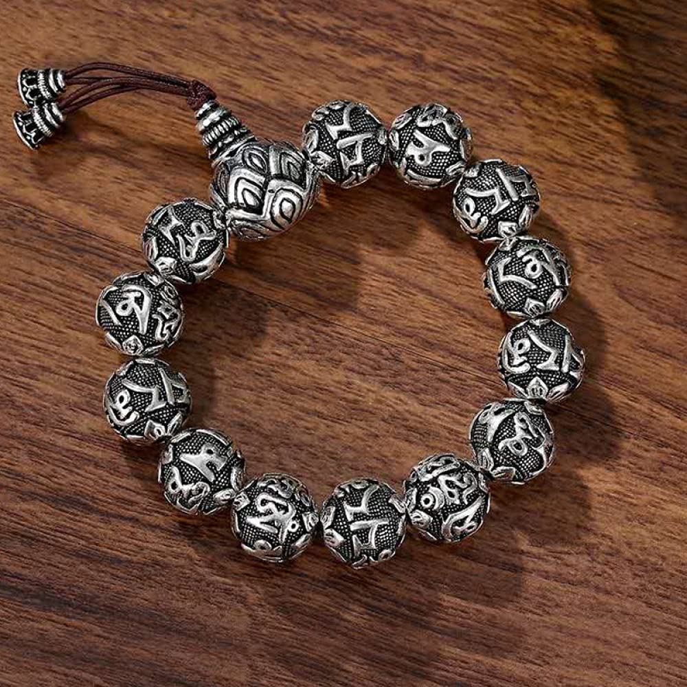 Braccialetti a catena con polsino in argento sterling moda, Bracciale in argento sterling 925 da donna Bracciale Feng Shui con bracciale con amuleto intagliato a mano Gioielli in argento sterling Rega