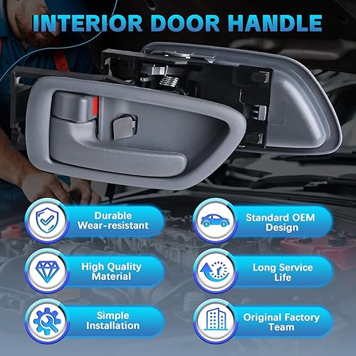 Miniatura 3 de Manijas de puerta interiores grises para Toyota Sequoia 2001-2007, para Toyota Tundra 2004-2006 (solo cabina doble), conductor delantero trasero