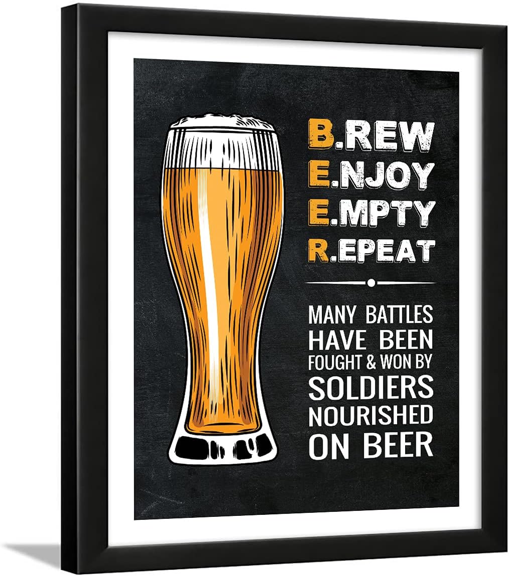 Chaka Chaundh - Alcohol Quotes Frames - Bar Quotes with Frames - Beer Quotes Wall Frames - Bar Quotes for Poster Decor - (13.6 X 10.6 Inches) (Beer - Soldier - Black)
