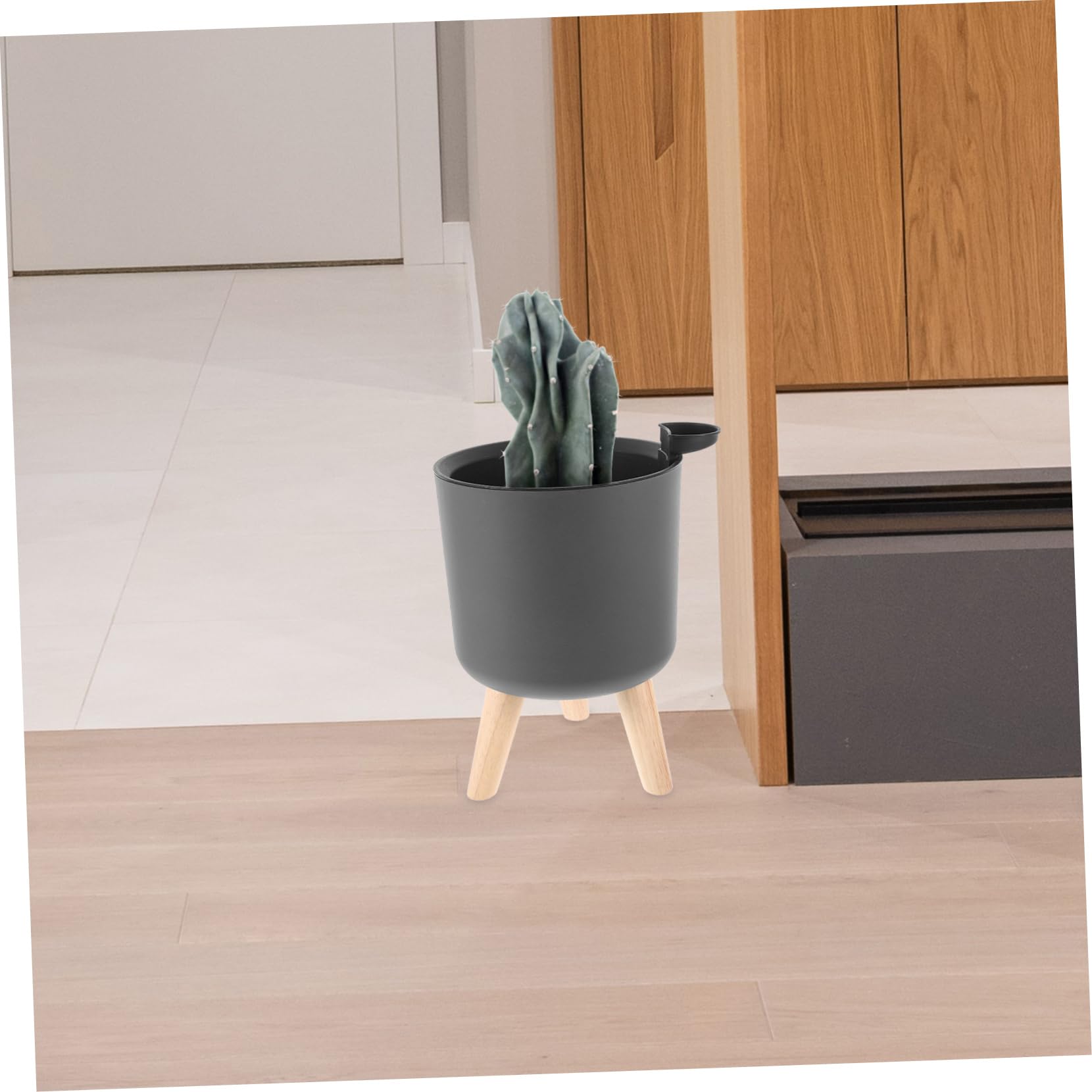 Pot De Fleurs à Arrosage Automatique Drainage pour Intérieur Et Salon, Jardinière Ronde Grise 170 Pied Et Insert, Pot Auto-irrigant pour Plantes D’intérieur