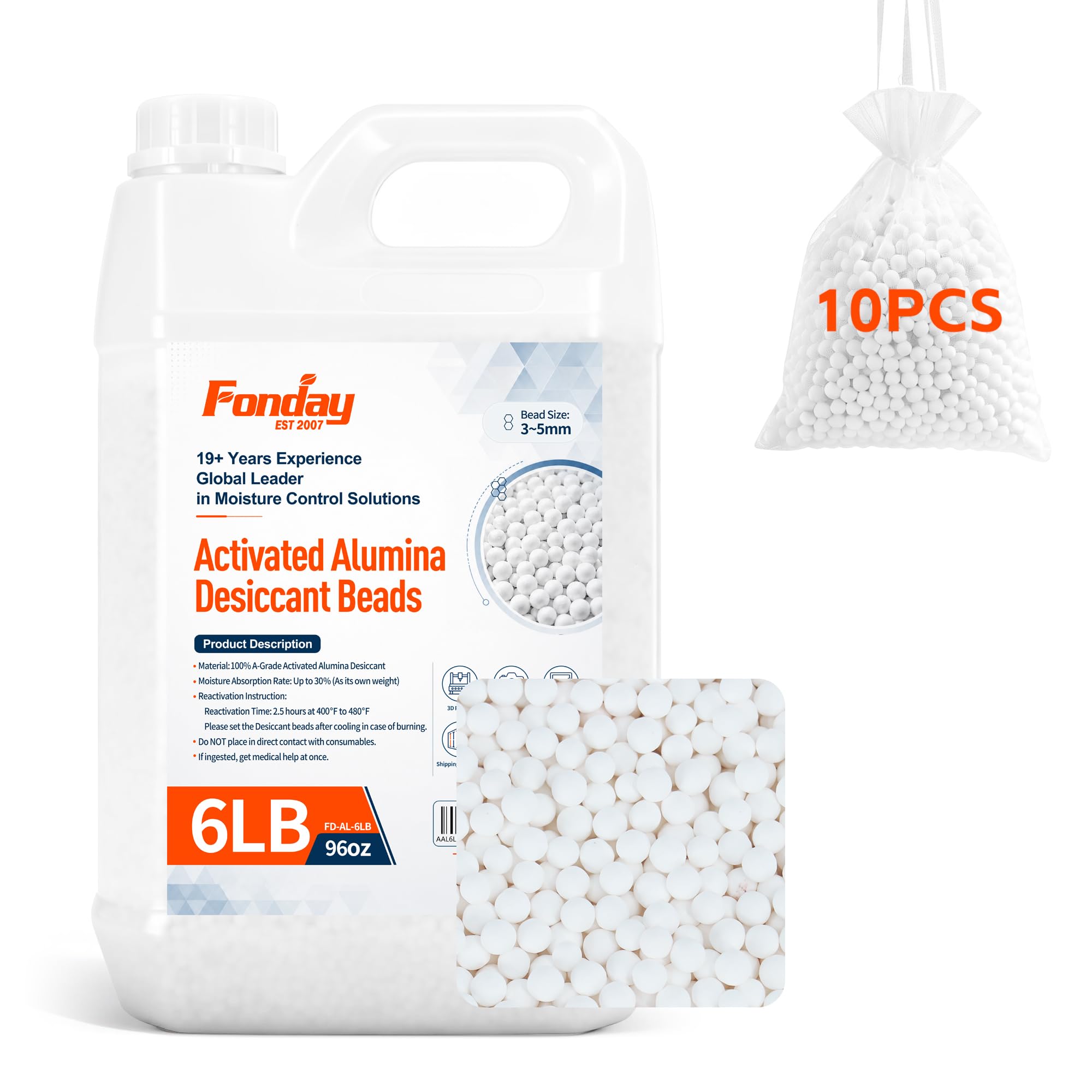 6LBS Fonday Activated Alumina Filament Drying Desiccant