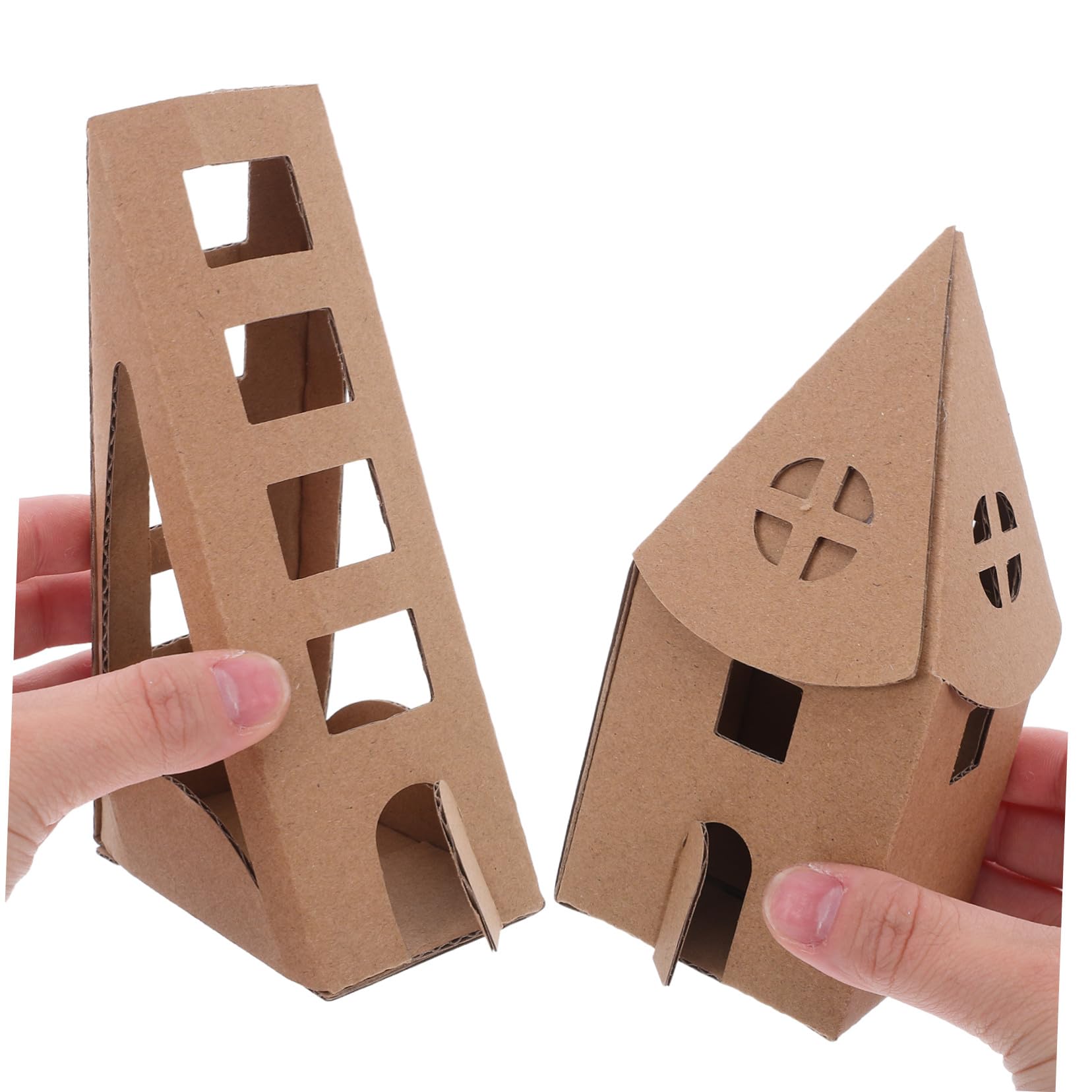 DOITOOL Casa de Cartón para Colorear para Niños, Conjunto 1 Set | Paperboard Khaki, Formas Iglesia y Casas Cuadrada y Rectangular, Manualidades y Juego en Aula
