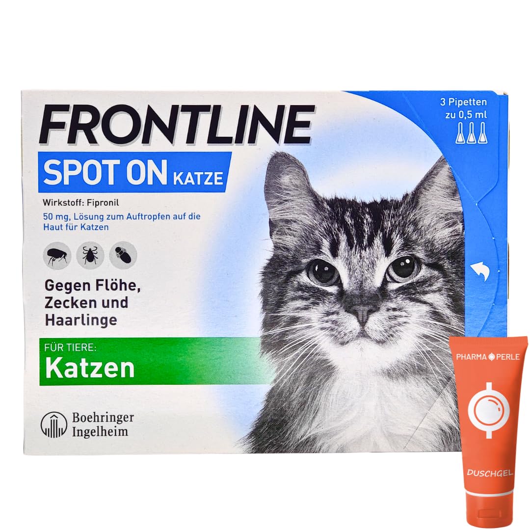 Frontline Spot on für Katzen - Schutz vor Parasiten wie Zecken, Flöhe, Haarlinge I einfach und verträglich I zuverlässig I im Sparset mit Pharma Perle give-Away (Frontline für Katzen 3 St.)