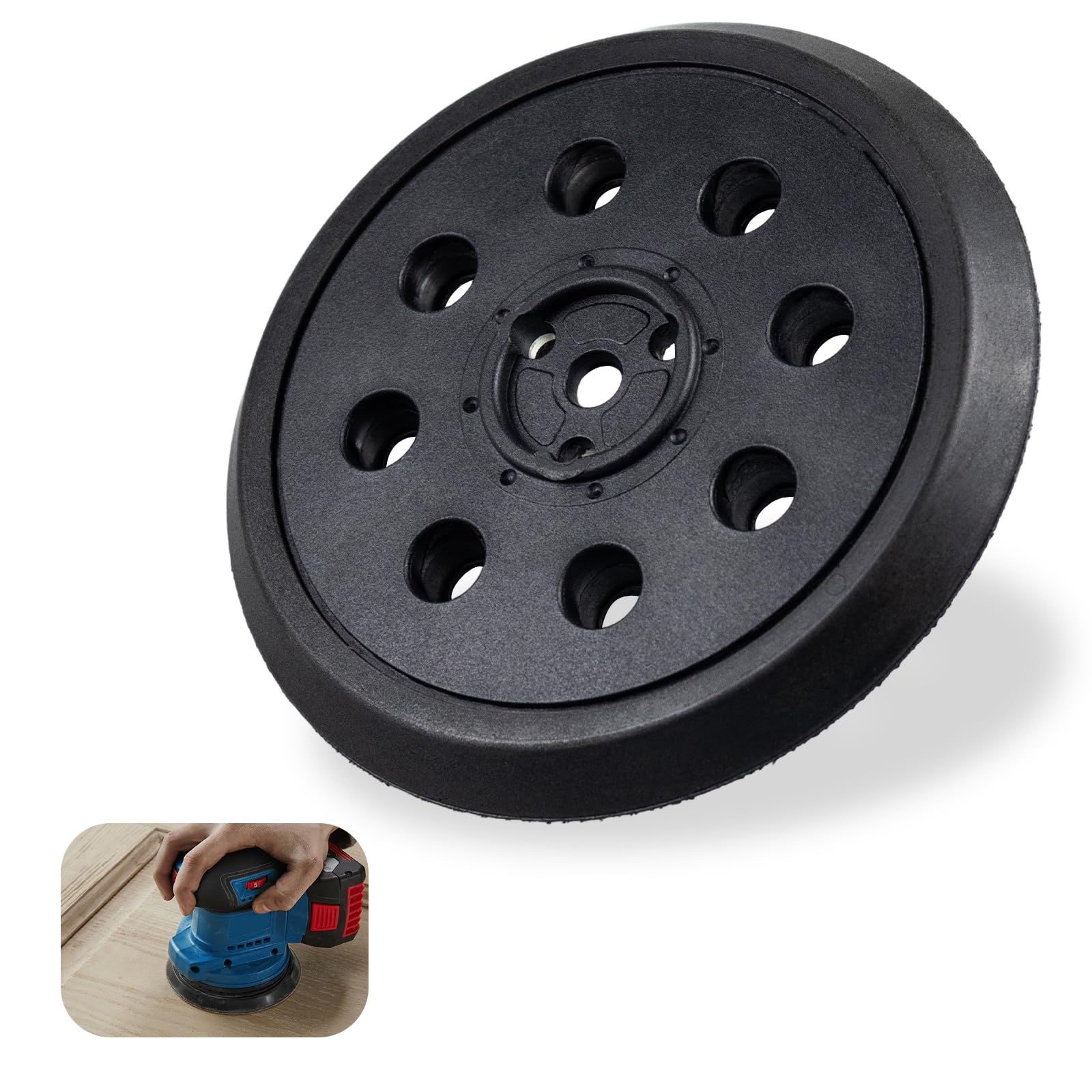 NineSSJLY 125mm Sanding Disc - Compatible with Bosch PEX 12 / PEX 12 A/PEX 125 / PEX 125 AE Random Orbital Sander - 8-Hole Sanding Pad with Fastening, Heat Resistant up to 80°C, Durable