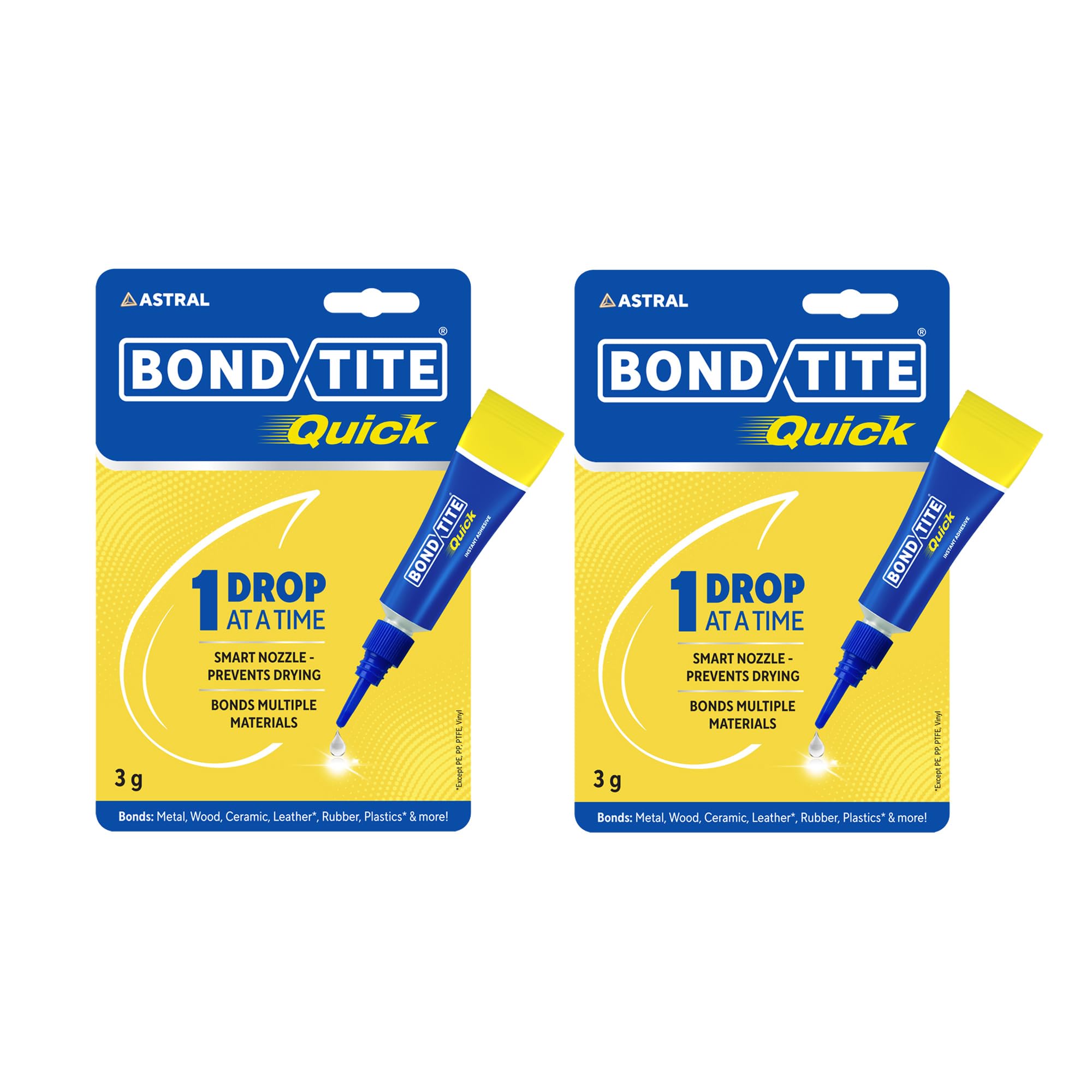 Bondtite Quick Instant Adhesive 3 GM|Pack of 2|Multi-Material Glue with Smart Nozzle | Clear Drying | Non-Staining | One-Drop Precision for DIY, Craft & Household Fixes-image-10