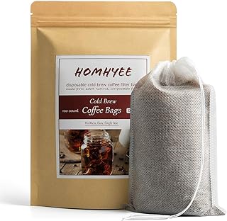 No Mess Cold Brew Coffee Filters - 120 Count Disposable Fine Mesh Brewing Bags for Concentrate/Iced Coffee Maker, French/Cold Press Kit, Hot Tea in Mason Jar or Pitcher, 4 x 6 Inches
