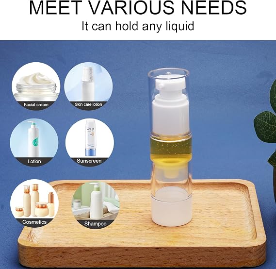 Cosywell Airless Pump Bottles 8 Pack 1oz/30ml Empty Moisturizer Pump Dispenser Clear Airless Cosmetic Container Travel Bottles for Toiletries Shampoo Lotion and Cream